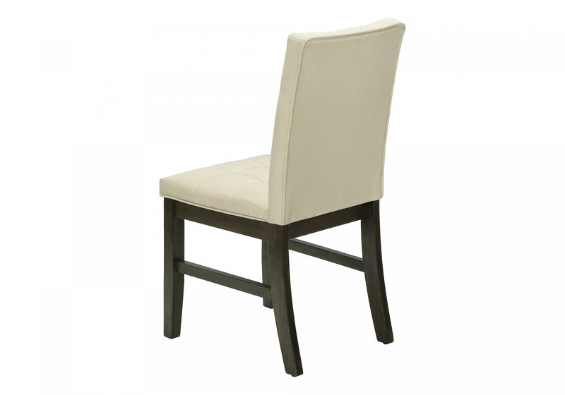 Dining Chair Set of 2 Dining Room Kitchen Cream Fabric Grey Solid Wood Transitional