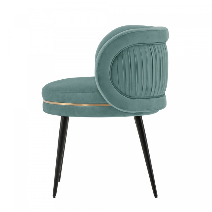Kaya Modern Wood Velvet Dining Chair in Mint Green - Set of 2