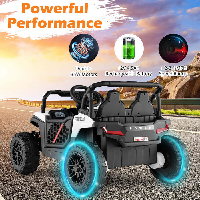 Costway 12v Kids Ride On Truck With Parental Remote 3 Speeds & Reverse Forward Function White