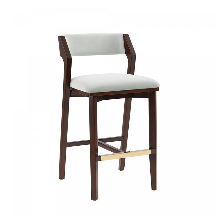 Patricia Modern Wood Upholstered Barstool in White Glacier - Set of 3