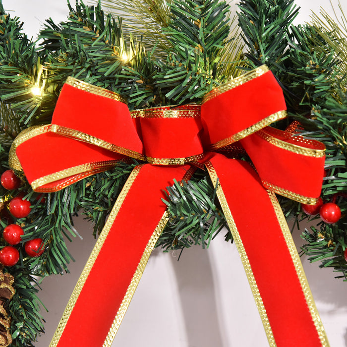 Homcom 24\" Pre-lit Christmas Wreath With 20 Led Lights