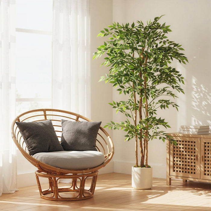 HOMCOM 6FT Artificial Banyan Tree, Set of 2 Artificial Plant for Home Decor