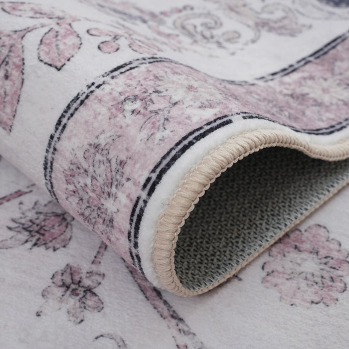 Aqua Primavera Washable Non-slip Low Pile Area Rug 8'x10'