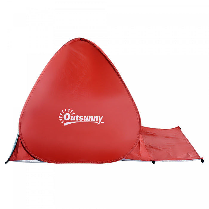 Outsunny Pop Up Beach Tent Portable Sun Shelter Uv Protection Outdoor Patio With Carry Case & Stakes Red