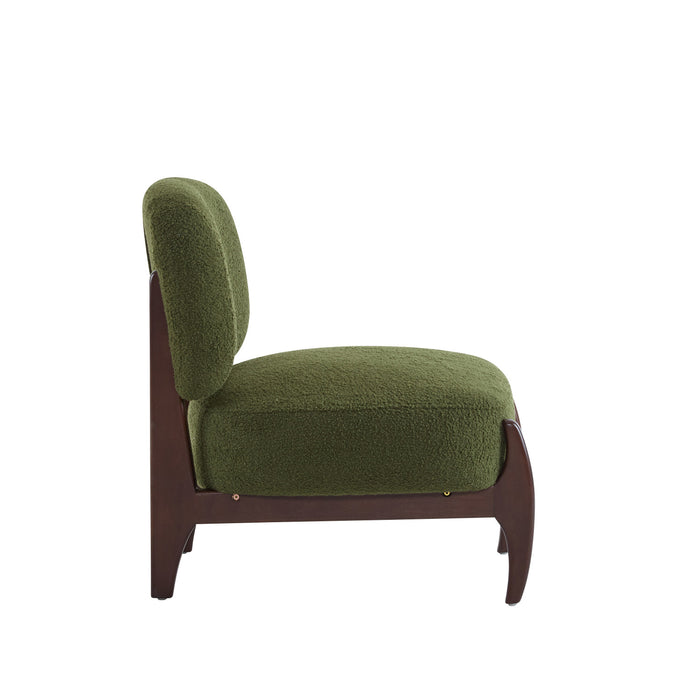 Coco Modern Boucle Lounge Chair with Solid Wood Frame, Green