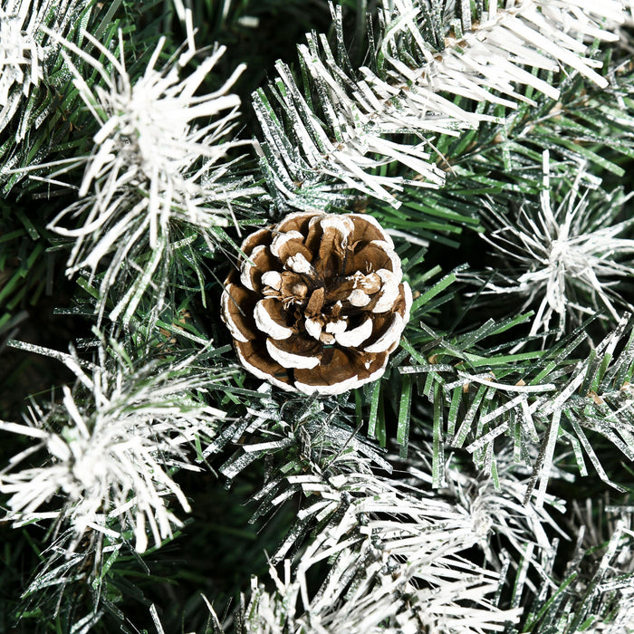 Homcom 6ft Snow Flocked Artificial Christmas Tree With 800 Realistic Branches And 61 Pine Cones