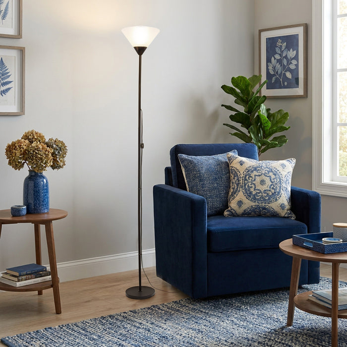 Klara 1 Light Torchiere Floor Lamp, Onyx, 70\"H