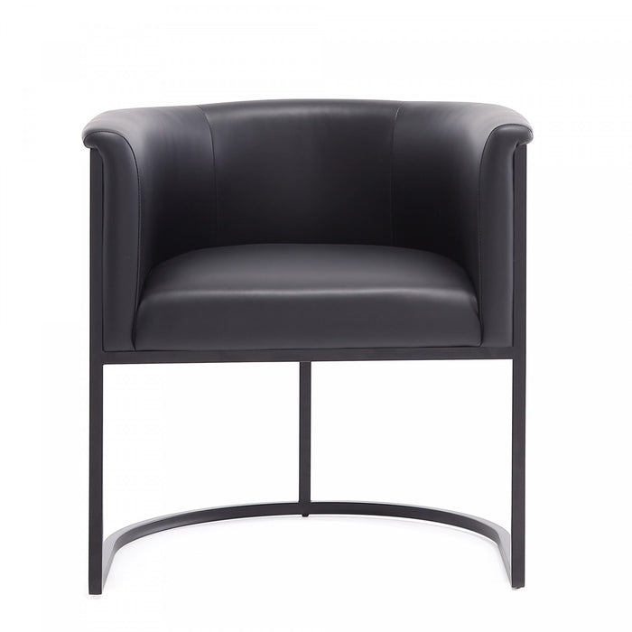 Cosmopolitan Mid-Century Modern Vegan Leather Metal Dining Chair in Black - Set of 2