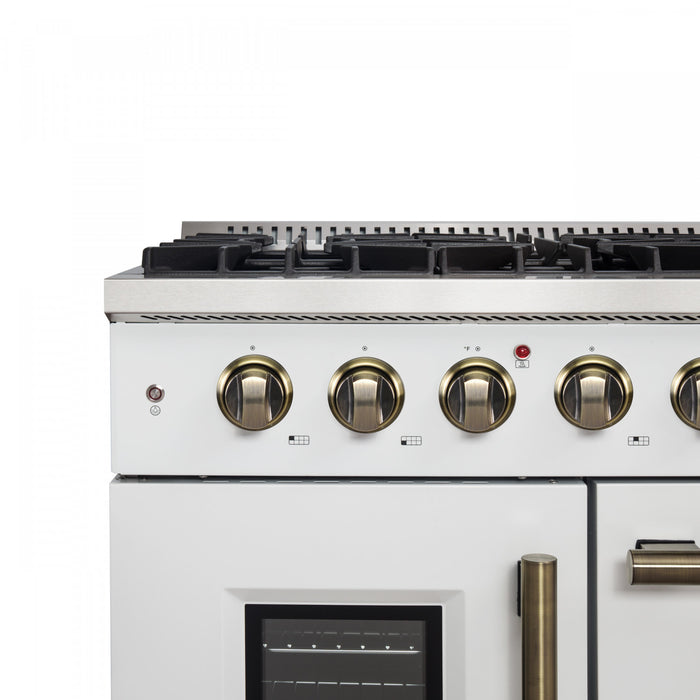 Forno Galiano 48\" White Gas Range, 4.32 cu.ft- FFSGS6444-48WHT