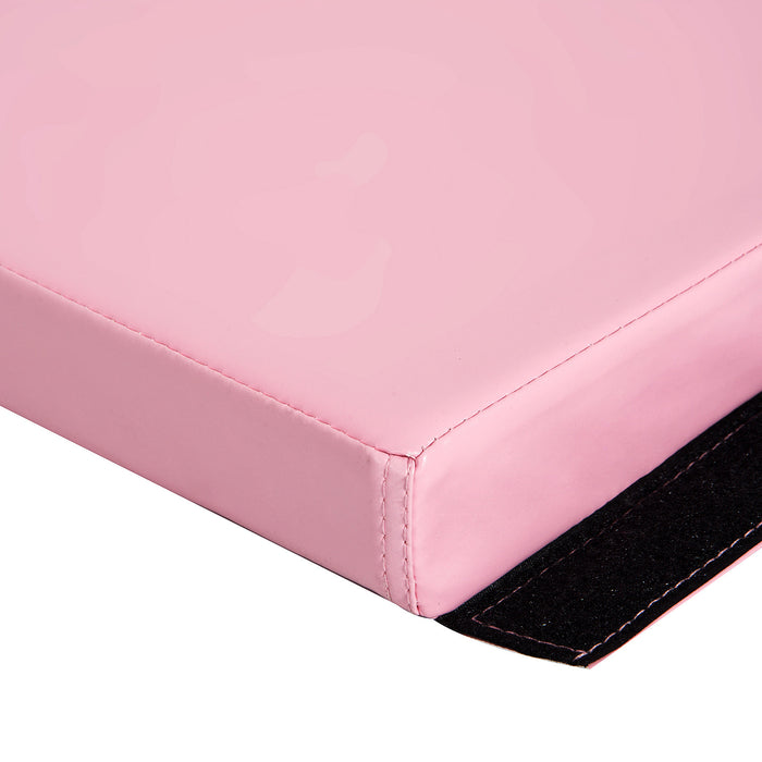 Soozier 4ft X 8ft X 2inch Tri-fold Gymnastics Tumbling Mat Exercise Mat With Carrying Handles For Mma, Martial Arts, Stretching, Core Workouts, Pink