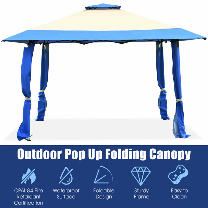 Costway 13'x13' Gazebo Canopy Shelter Awning Tent Patio Garden Outdoor Companion Blue