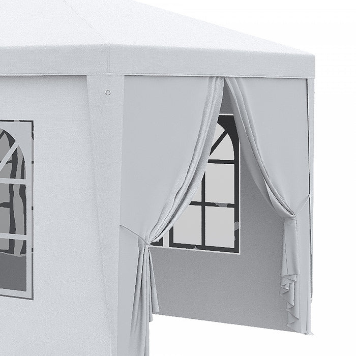 Outsunny 10' X 28' Party Gazebo Tent, Portable Folding Wedding Tent, Garden Canopy Event Shelter, Outdoor Sunshade With 8 Removable Sidewalls, White