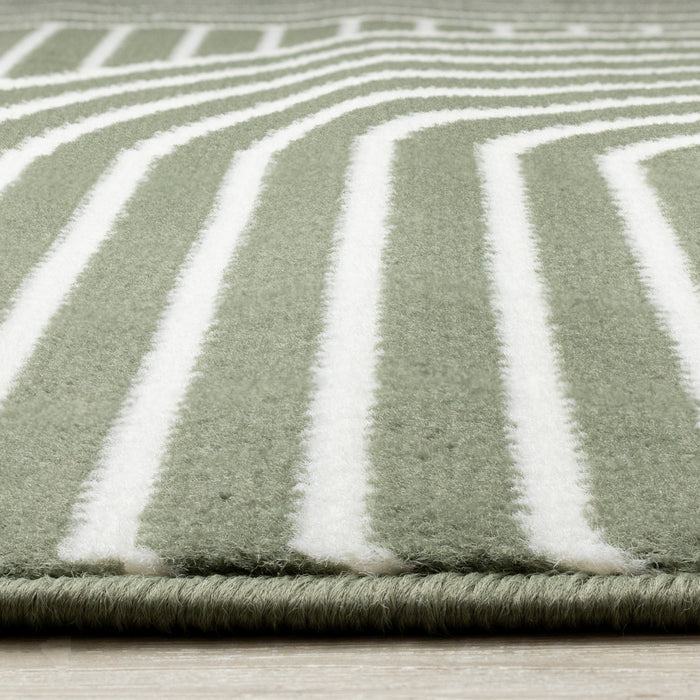 Forte Green White Modern Geometric Arches Area Rug - 5'3\" x 7'5\"