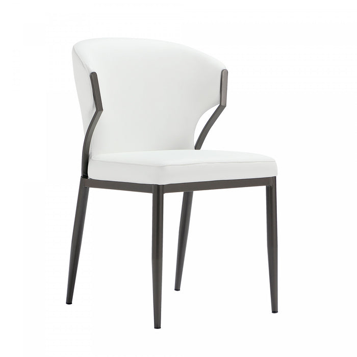 Kirsten Modern Metal Vegan Leather Dining Chair in White - Set of 2 Armoire