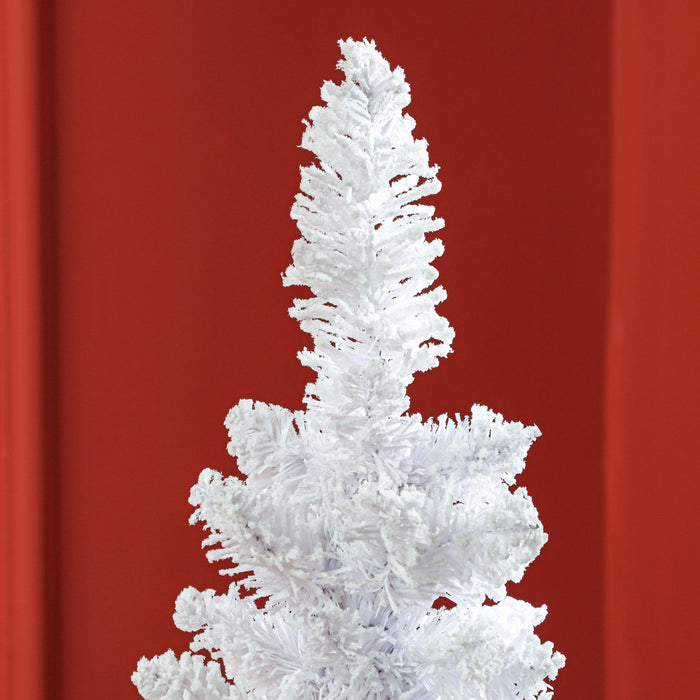 Homcom Snow Flocked Pencil Christmas Tree With Realistic Branch Tips White