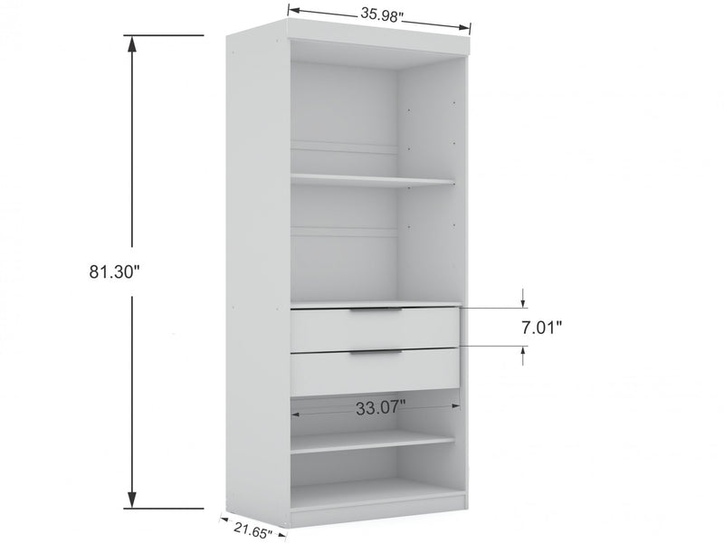 Mulberry Contemporary Modern 2-Piece Wardrobe Closet in White