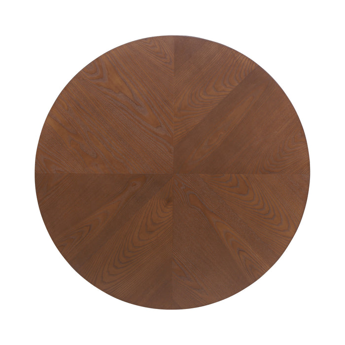 Voss Modern Round Dining Table with Ash Veneer Tabletop & Metal Base, Brown