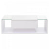 Evan Coffee Table with LED Lighting and Glass Top,White | Evan table basse – table avec eclairage LED et plateau en verre, blanc