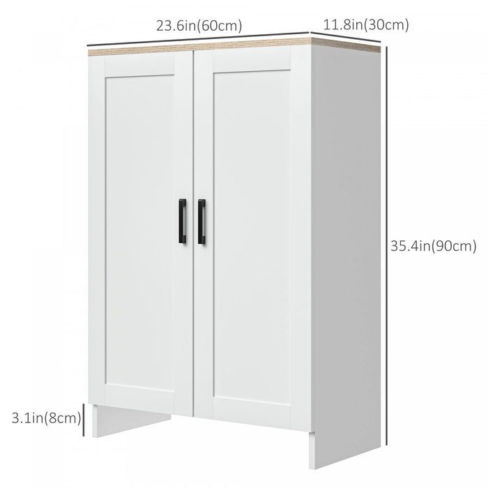HOMCOM Storage Cabinet with Double Doors and Adjustable Shelf, White