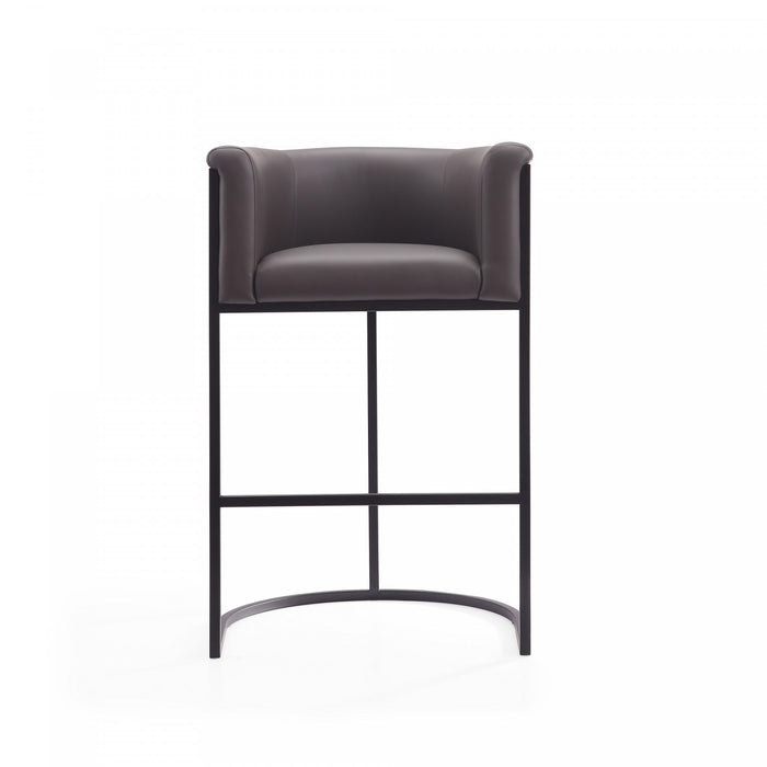 Cosmopolitan Mid-Century Modern Metal Upholstered Barstool in Graphite - Set of 3 Bar Stool