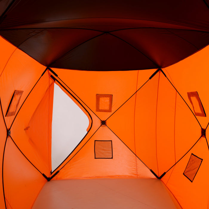 Outsunny 8-person Pop-up Ice Fishing Shelter, Portable Ice Fishing Tent With Ventilation Windows And Carrying Bag, For Low-temp -22℉