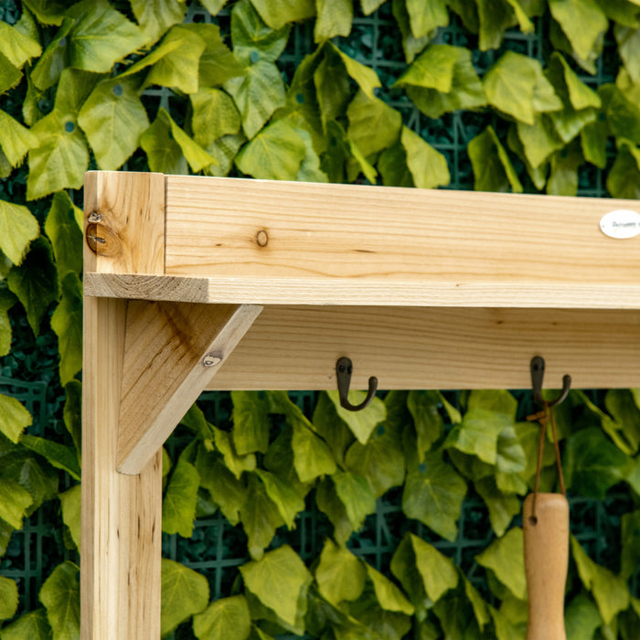 Outsunny Garden Potting Bench Table W/ Galvanized Metal Tabletop, Shelves