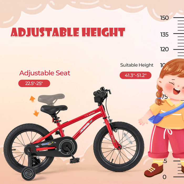 Costway 16-inch Kid's Bike For 4-7 Years Old With Adjustable Saddle & Anti-slip Handlebar Red