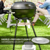 Outsunny 17" Kettle Charcoal BBQ Grill with BBQ Accessories, Barbecue Grill with Ash Catcher, Shelf, Handles, Wheels, for Patio Backyard Party, Outdoor Cooking (Black)