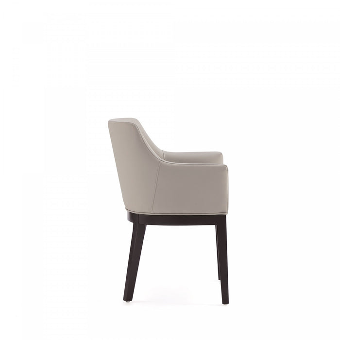 Gansevoort Modern Wood Vegan Leather Armchair in Stone Gray - Set of 2 Dining Chair