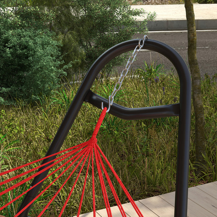 Outsunny Hammock Stand With Adjustable Chains & Hooks, Net Stand, Black