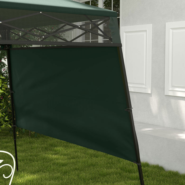 Outsuuny Retractable Awning With Angled Legs, Green And Black
