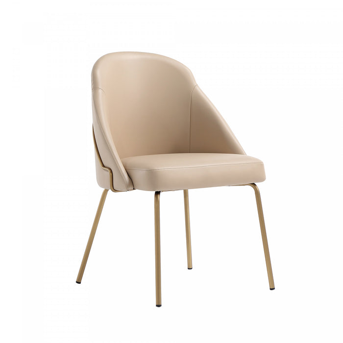 Gracie Modern Metal Vegan Leather Dining Chair in Tan and Gold