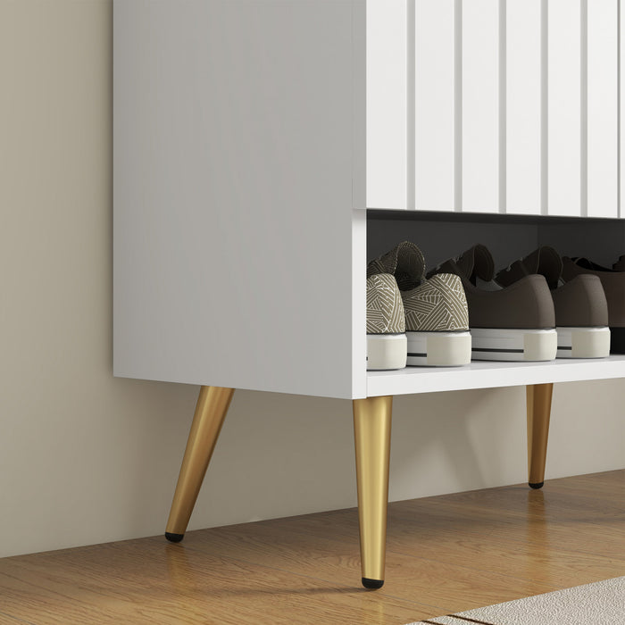 HOMCOM Narrow Shoe Cabinet for Entryway Shoe Storage Cabinet with Storage
