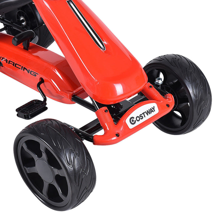 Costway Xmas Gift Go Kart Kids Ride On Car Pedal Powered Car 4 Wheel Racer Toy Stealth Outdoor