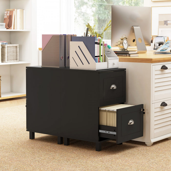 HOMCOM Lockable 2 Drawer File Cabinet with Hanging Bars for A4 and Letter
