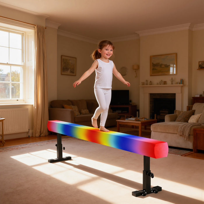 Soozier Adjustable Balance Beam Gymnastics Beam with Wheels for 6+ Years