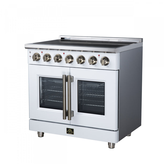 Forno Massimo 36 Inch French Door Electric range, 5 radiant burners, 5.36 cu.ft., White - FFSEL6955-36WHT Electric Range