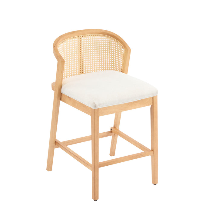 Tatti Rubber Wood Counter Stools with Cane Back Set of 4,Beige