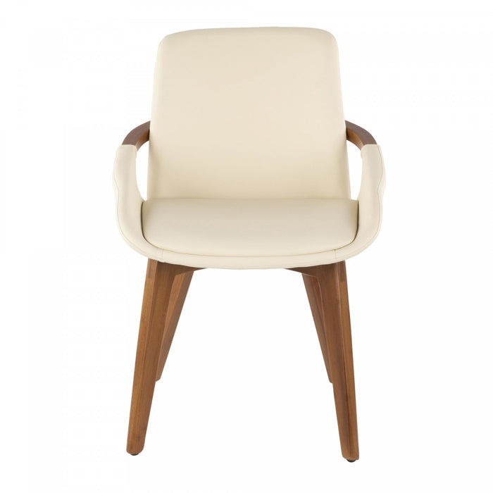 LumiSource Cosmo Faux Leather Mid-Century Dining Chair - Walnut/Cream
