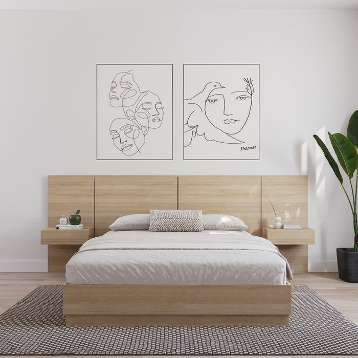 Nordika Milano Floating Nightstand Extension Panel Set Of 2 - Natural Blonde Oak