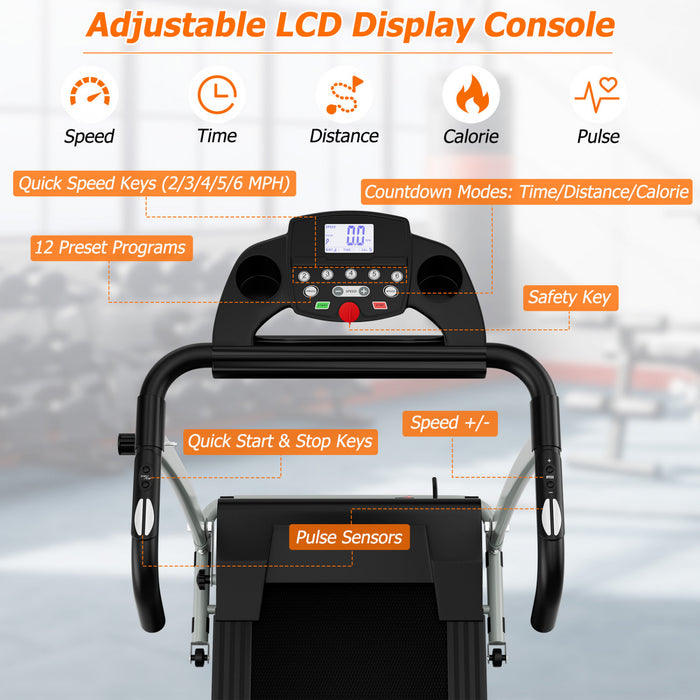 Costway Portable 800w Electric Treadmill Motorized Power Running Fitness Machine