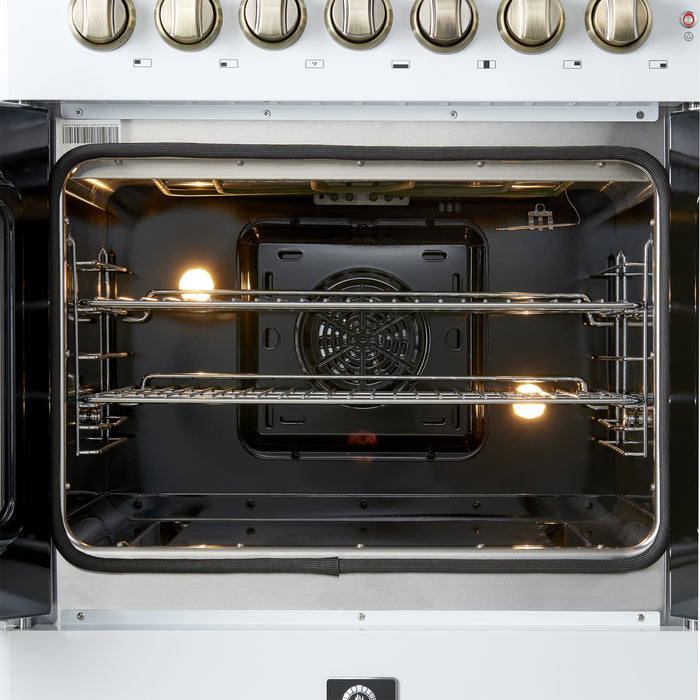 Forno Galiano 30\" French Door Dual Fuel Range, White, 4.32 cu. ft. - FFSGS6356-30WHT