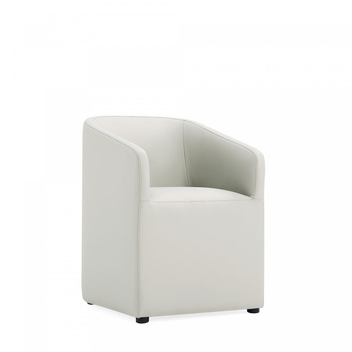 Anna Round Modern Vegan Leather Armchair in Stone Gray - Set of 2