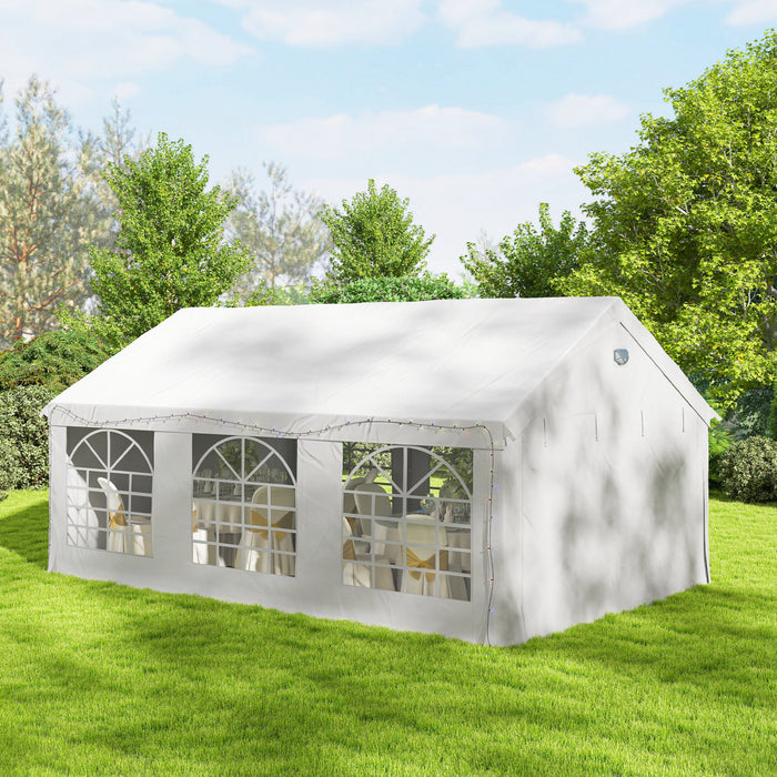 Outsunny 20' x 13' Party Tent, Heavy Duty Gazebo Canopy with Windows, White