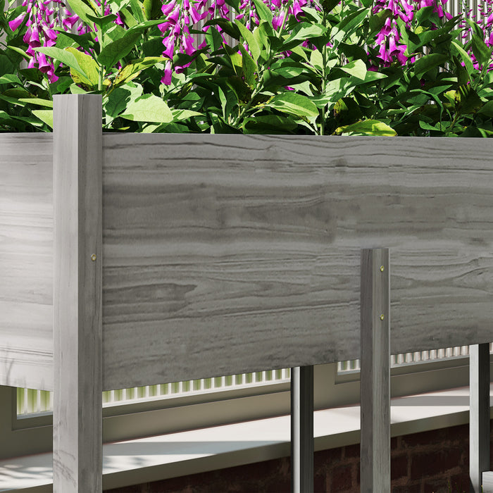 Outsunny Extra Large Wooden Planter Box with Legs & Drain Holes, Grey