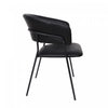 Slate Contemporary Modern Vegan Leather Metal Armchair in Black - Set of 2 | Fauteuil contemporain moderne en cuir vegetalien avec accoudoirs en metal noir - Lot de 2