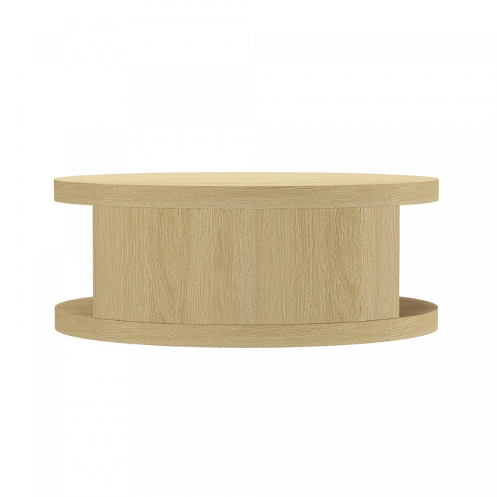 Alure Contemporary 36\" Round Coffee Table in Natural Oak