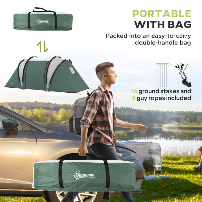 Outsunny Camping Tent with 2 Bedrooms and Living Area, 3000mm Waterproof