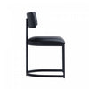 Juno Contemporary Modern Vegan Leather Metal Side Chair in Black - Set of 2 | Chaise laterale contemporaine moderne Juno en cuir vegetalien et metal noir - Lot de 2
