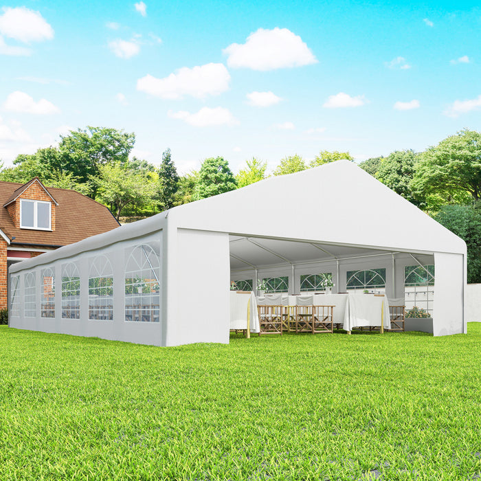 Outsunny 23' x 39' Heavy Duty Large Wedding Tent with Sidewalls, White